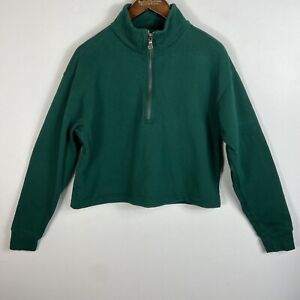 Girlfriend Collective 50/50 Half-Zip Sweatshirt Sz S Moss Emerald Green