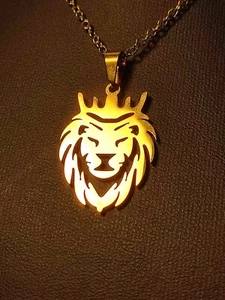 Halskette in Gold Löwe Lion dezent elegant 90 er Jahre Retro Design TOP - Picture 1 of 5