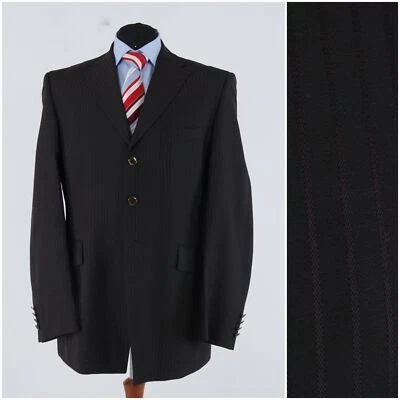 Abrigo deportivo marrón oscuro para hombre 42L talla estadounidense ENZO chaqueta blazer de lana marrón a rayas Foto 1 de 4