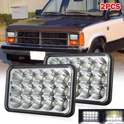 Faros LED cromados de 4x6" para camioneta Dodge Dakota 1987-1995 haz sellado alto/bajo Foto 1 de 4