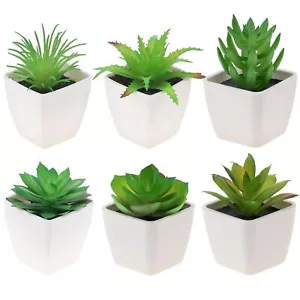 6 Pcs Artificial Succulents Plant Potted Decoration Fake Green Aloe Lotus Mod... - Picture 1 of 7