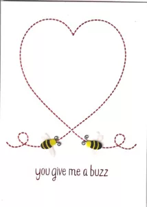 PAPYRUS SAN VALENTINES CARD NIP MSRP $5,95 BUMBLE BEES CARD (N18) - Foto 1 di 3