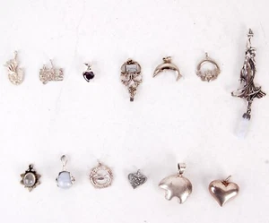 13 Sterling 925 Pendants Amethyst Stone Heart Dolphin Claddagh Irish Bear Venus - Picture 1 of 12