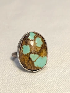 Vntg Mohave turquoise silver ring size 5.25 brown blue jewelry southwestern - Picture 1 of 9