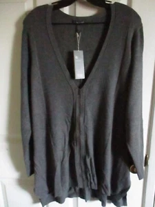 SZ 1X Eileen Fisher Ash Gray Cozy Viscose Stretch Knit Zip Long Cardigan NWT - Picture 1 of 3
