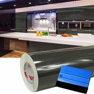 (5€/m²) 10m Hochglanz GRAU Möbelfolie + Rakel Klebefolie 63cm Breite Folie - Bild 1 von 1