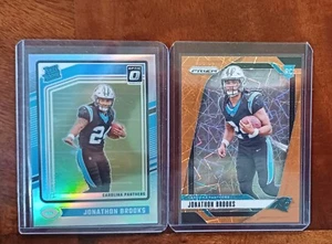 2024 Jonathon Brooks (Panthers) Orange Lazer Prizm RC & Holo Rated Rookie NM - Picture 1 of 6
