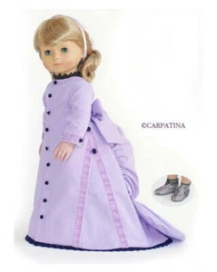 Vestido victoriano de lana bullicio y botas de encaje para muñecas American Girl de 18 pulgadas - Imagen 1 de 1