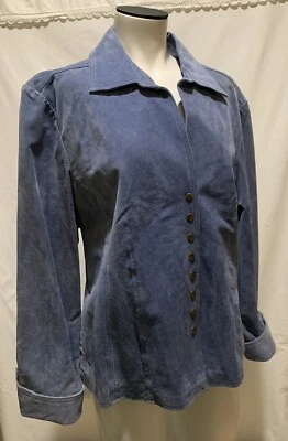❤️Live A Little Blue Suede Jacket XL Snap Front Western Style Lined Leather EUC - Image 1 of 4