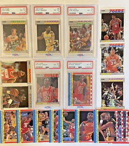 1987-88 Fleer Basketball Komplettset 132 & 11 Aufkleber #59 Michael Jordan PSA 8 - Bild 1 von 23