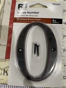 Neu RELIABILT 4 Zoll Bronze mit Ölschliff Haus Haus Nummer Null #0 Buchstabe - Bild 1 von 5