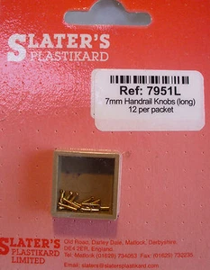 Slaters 7951L - 7mm (0) 12 x 3.2mm (Long) Brass Handrail Knobs 0 Gauge - RM48P - Picture 1 of 9