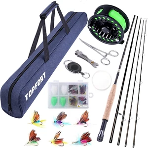 4-Piece Lightweight Graphite Fly Fishing Rod and Reel Starter Kit - Picture 1 of 7