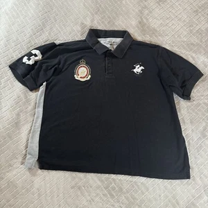 Beverly Hills Polo Club Mens XL Shirt Balck Short Sleeve Collared Crest Pony - Picture 1 of 8