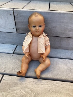 Ancien poupon baigneur Petitcollin Tête d’aigle 40 yeux dormeurs à restaurer - Photo 1/4