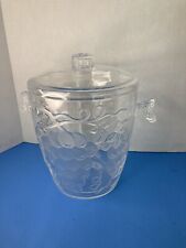 Ice Bucket Lucite Acrylic Grape Design/Handles with Liner and Lid