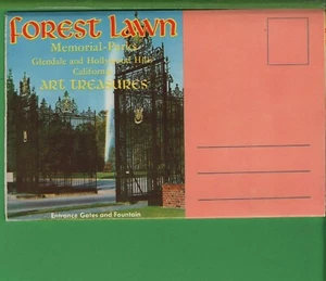Vintage Folio Accordion Postcard Forest Lawn Cemetery Glendale California  - Picture 1 of 3