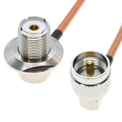 RG400 UHF Male PL259 RA To UHF Female SO239 Right Angle Connector Coax Cable lot - Image 1 of 4