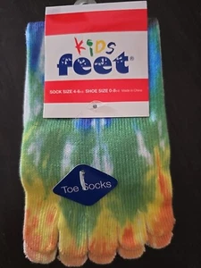 NEW Kid's Feet RAINBOW Tie Dye toe socks shoe size 0-8 Stocking Stuffer Gift - Picture 1 of 3