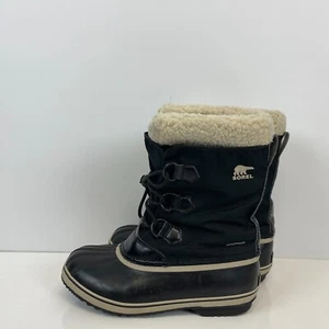 Sorel 1964 Pac Nylon Snow Boots Waterproof Sherpa Line Black Mens Size 7 - Picture 1 of 6
