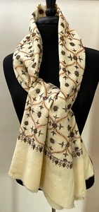 Vintage Hand Embroidered Indian Wool Shawl Scarf YY824 - Picture 1 of 7
