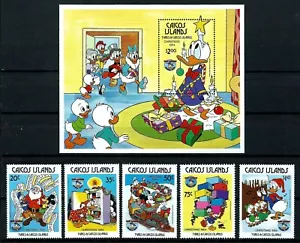 ISOLE CAICOS, SCOTT #54-59, SET DI 5 FRANCOBOLLI & S 1984 WALT DISNEY NATALE - Foto 1 di 1