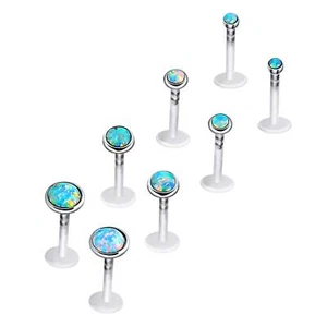 8-80Pcs Clear Lip Rings CZ Opal Labret Monroe Rings Lip Stud Tragus Retainer 16G - Picture 1 of 8