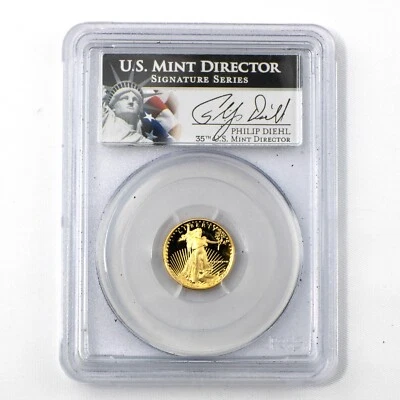 1988-P PCGS PR69 DCAM $5 1/10 oz Gold Eagle Mint Director Diehl Signed - Image 1 of 2