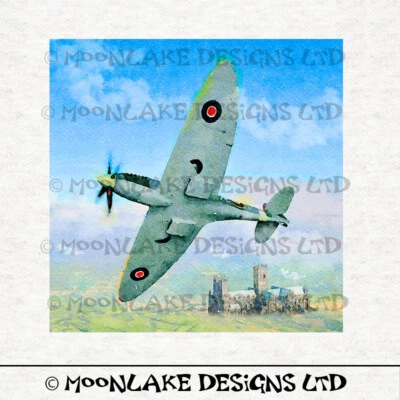 MOONLAKE FABRICS Spitfire Over Lincoln Malstoff Panel quadratisch 100% Baumwolle oder Polyester