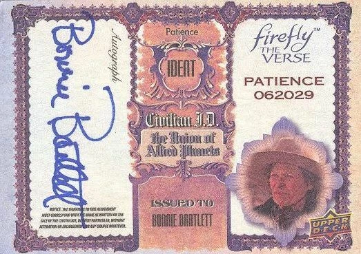 2015 UD Firefly The Verse BB Bonnie Bartlett As Patience Actor Autograph Card! - Image 1 of 1