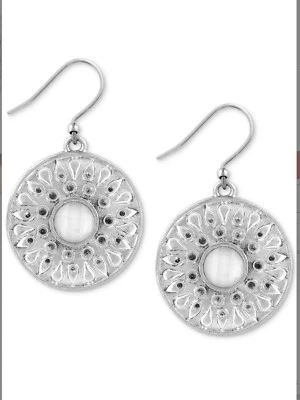 Lucky Brand Silver Tone Imitation Mother Of Pearl Drop Earrings, NWT - Image 1 of 2
