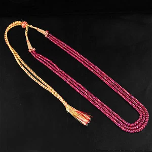 COLLAR FACETADO GENUINO DE CUENTAS DE RUBÍ ROJO RICO EN TIERRA 330.00 CTS MINADO EN TIERRA - Imagen 1 de 3