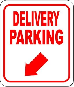 LIEFERUNG PARKPLATZ RICHTUNG ROT 8 Pfeil Variationen Aluminiumverbund Schild - Bild 1 von 13