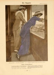 SIMPLICISSIMUS 1913 BY WENNERBERG TRAIN SCENE ON LINEN ORIGINAL - Picture 1 of 1