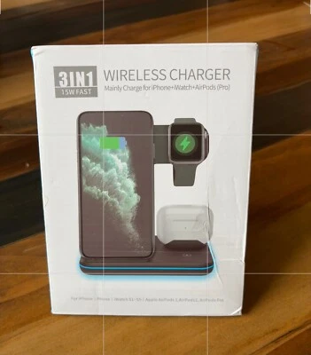 WAITIEE Wireless Charger 3 in 1 Fast Charging Station for Apple White NIB $30 - Image 1 of 4