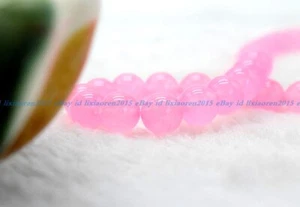Natural 8mm Rose Pink Jade Round Gemstone Loose Beads 15'' AAA - Picture 1 of 12