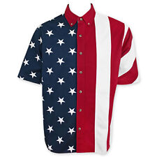 American Flag USA Button Up Dress Shirt Red