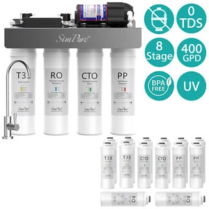 Sistema de filtración de agua de ósmosis inversa sin tanque SimPure 400GPD 8 etapas UV - Imagen 1 de 14