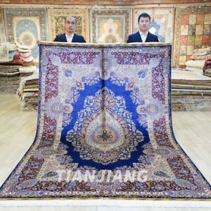 6x9ft Purple Silk Area Rugs Hand Knotted Flooring Carpets Handmade 0721