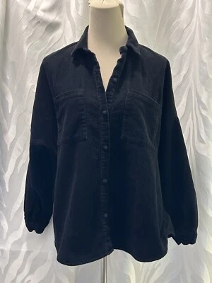 Double Zero Women's Black Gorpcore Oversized Corduroy Shacket in Size S/M Fits L - Image 1 of 3