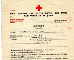 GB Channel Islands WW2 RED CROSS Message Castel GUERNSEY Huddersfield 1941 MAX69 - Picture 1 of 6