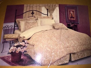 13pc chenille TWIN comforter set twing beige -- full bedding set and curtains - Picture 1 of 4