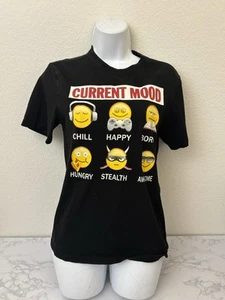 Girls Short Sleeve T Shirt Sz XL 14/16 Current Mood Emoji Black Pullover Tee K - Picture 1 of 4