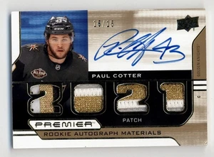 2021-22 Upper Deck Premier Rookie Autograph Materials Paul Cotter #15/15 RC - Picture 1 of 2