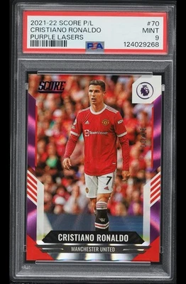 2021-22 Panini Score Premier League PSA 9 Cristiano Ronaldo Purple Lasers /15 - Image 1 of 2