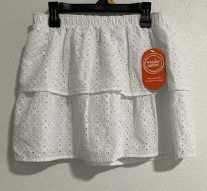 Wonder Nation Girls Tiered Cotton Eyelet Skirt White sz Large 10-12 NWT - Picture 1 of 5