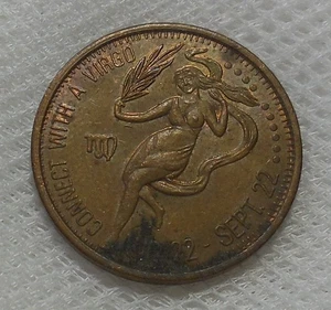 A VINTAGE RISQUE ZODIAC SIGN TOKEN CONNECT WITH A VIRGO - Picture 1 of 2