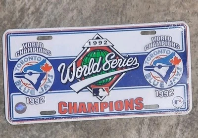 Vtg Toronto Blue Jays 1992 World Series Champions Aluminum Metal License Plate - Image 1 of 3