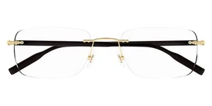 Montblanc MB0221O Eyeglasses Men Gold/Black Square 55mm New 100% Authentic - Picture 1 of 7