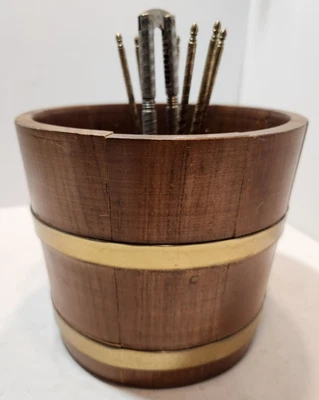 Vintage Basketville Putney Vermont Walnut Barrel and Nutcracker Pick Set - Image 1 of 4